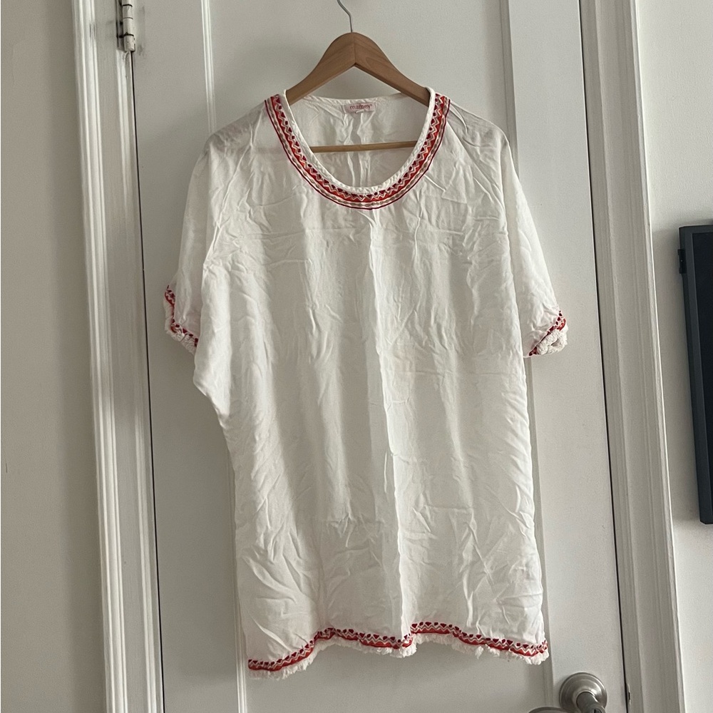 Swim cover up White Top with Red Trim